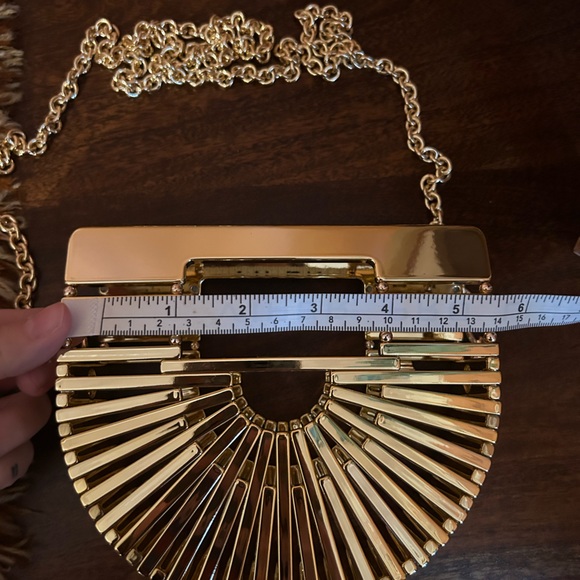 Cult Gaia Metallic Gaia's Ark Top Handle Clutch Nano Acrylic Crossbody Bag Gold - Picture 8 of 11